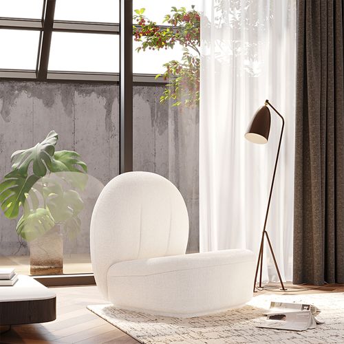 Fauteuil Blanc En Tissu Bouclé - Sabine Blanc