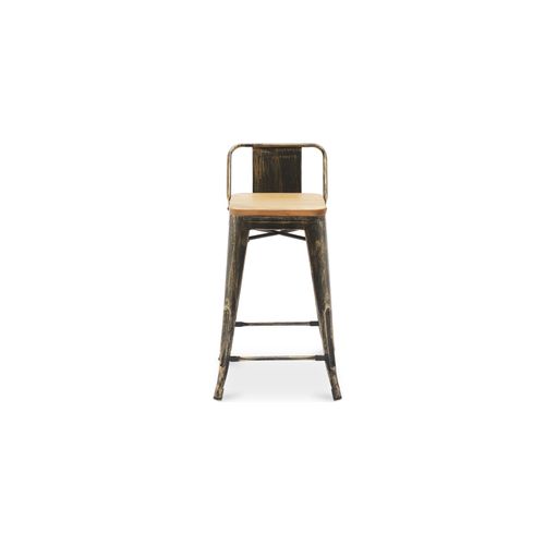 Tabouret De Bar Avec Dossier - Design - Bois Et Acier - 60cm - - Metalix Acier