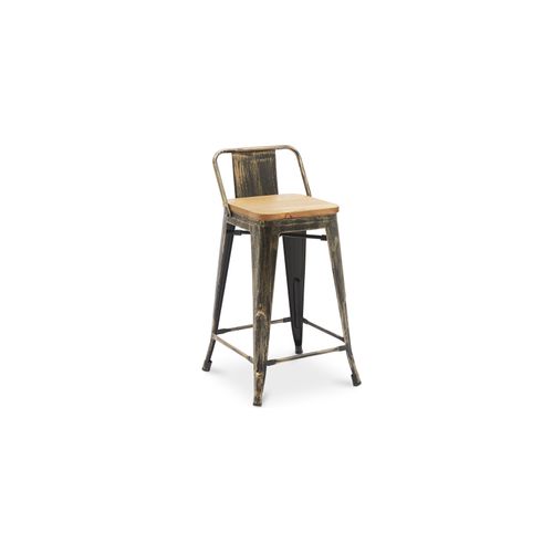 Tabouret De Bar Avec Dossier - Design - Bois Et Acier - 60cm - - Metalix Acier