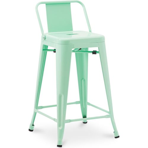 Tabouret De Bar Avec Dossier - Design Industriel - 60cm - - Metalix Menthe