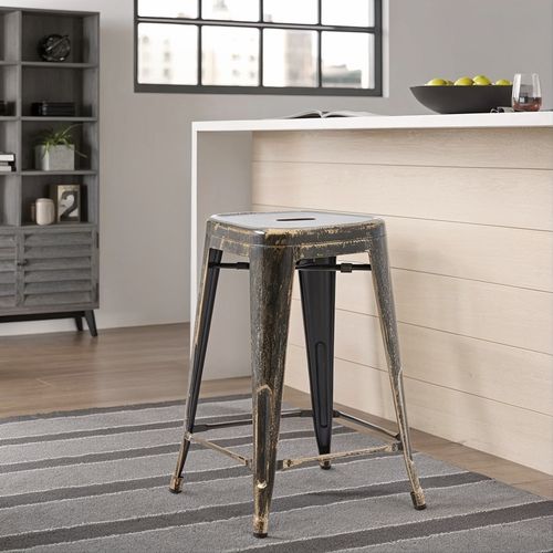 Tabouret De Bar - Design Industriel - 60cm - - Metalix Vert Clair