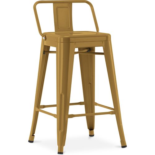 Tabouret De Bar Avec Dossier - Design Industriel - 60cm - - Metalix Doré