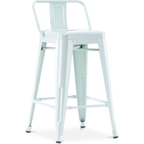 Tabouret De Bar Avec Dossier - Design Industriel - 60cm - - Metalix Vert Pâle