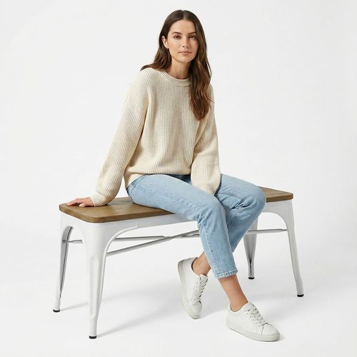 Banc Bistrot Metalix Design Industriel En Métal Et Bois Clair - Vert