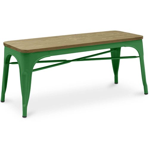 Banc Bistrot Metalix Design Industriel En Métal Et Bois Clair - Vert