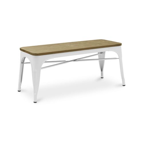 Banc Bistrot Metalix Design Industriel En Métal Et Bois Clair - Vert Pastel