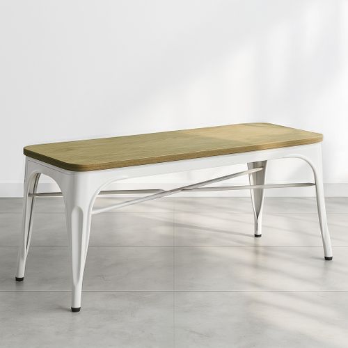 Banc Bistrot Metalix Design Industriel En Métal Et Bois Clair - Vert Pastel