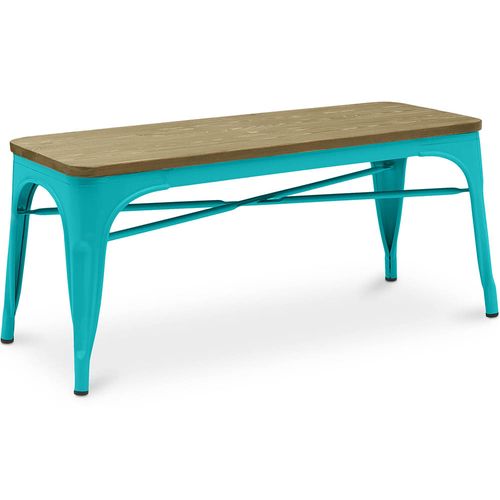 Banc Bistrot Metalix Design Industriel En Métal Et Bois Clair - Vert Pastel