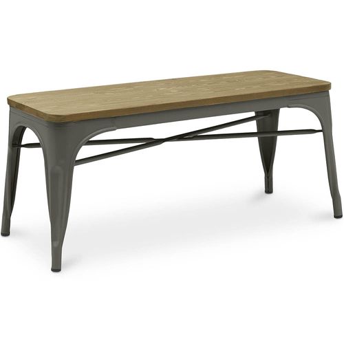 Banc Bistrot Metalix Design Industriel En Métal Et Bois Clair - Gris Foncé