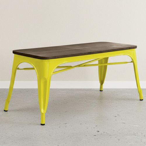 Banc Bistrot Metalix Design Industriel En Métal Et Bois Foncé - Vert Pastel