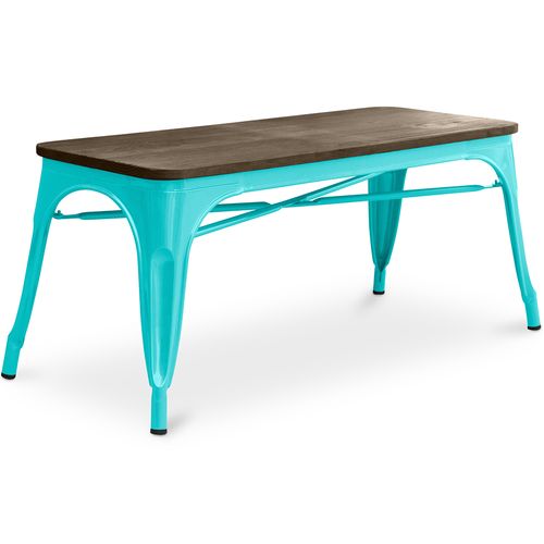 Banc Bistrot Metalix Design Industriel En Métal Et Bois Foncé - Vert Pastel