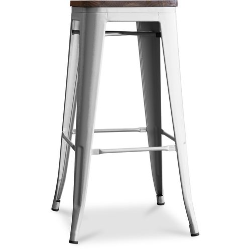 Tabouret De Bar - Design Industriel - Bois Et Acier - 76 Cm - New Edition- Metalix Acier