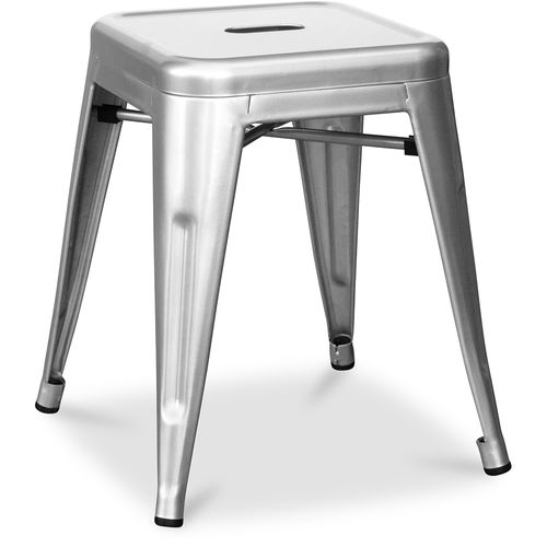 Tabouret Design Industriel - 45cm - Nouvelle Édition - Metalix Argenté