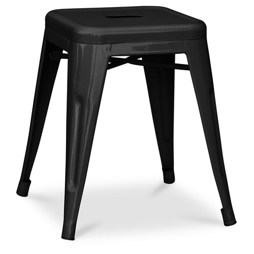 Tabouret Design Industriel - 45cm - Nouvelle Édition - Metalix Noir