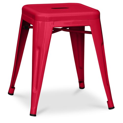 Tabouret Design Industriel - 45cm - - Metalix Rouge