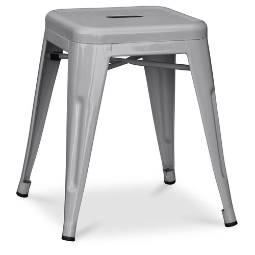 Tabouret Design Industriel - 45cm - - Metalix Gris Clair