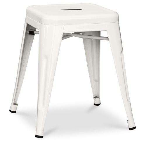 Tabouret Design Industriel - 45cm - Nouvelle Édition - Metalix Crème