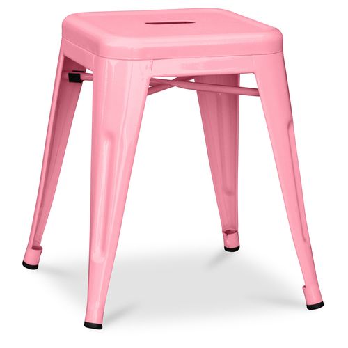 Tabouret Design Industriel - 45cm - Nouvelle Édition - Metalix Rose