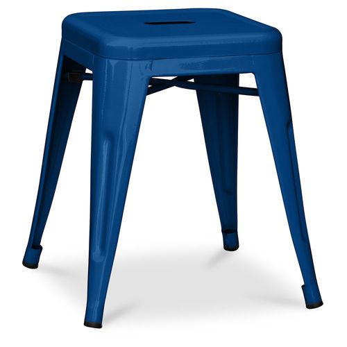 Tabouret Design Industriel - 45cm - Nouvelle Édition - Metalix Bleu Foncé