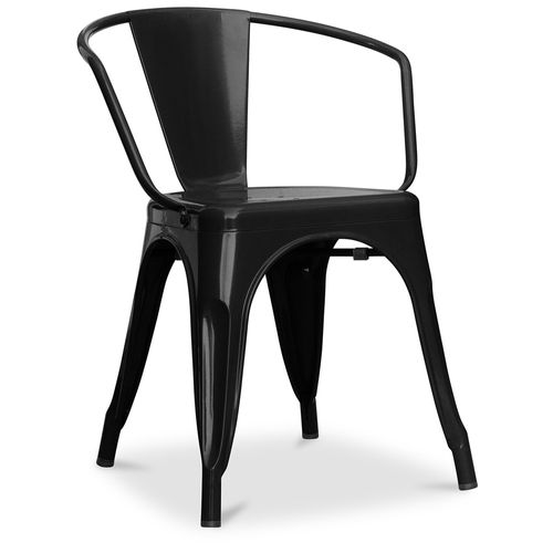 Chaise De Salle à Manger Avec Accoudoir Bistrot Metalix Design En Métal - Noir
