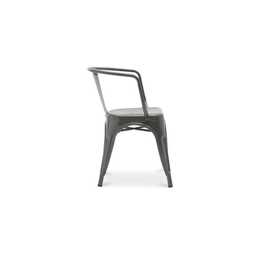 Chaise De Salle à Manger Avec Accoudoir Bistrot Metalix Design En Métal - Noir