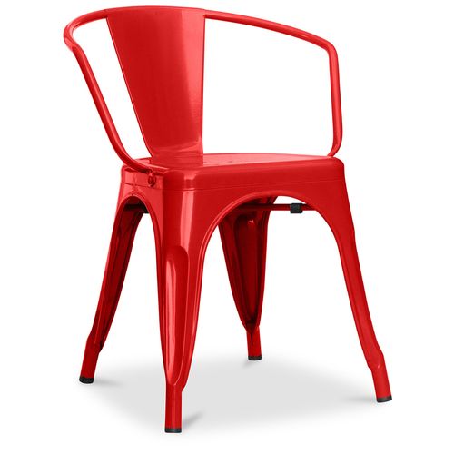 Chaise De Salle à Manger Avec Accoudoir Bistrot Metalix Design En Métal - Rouge