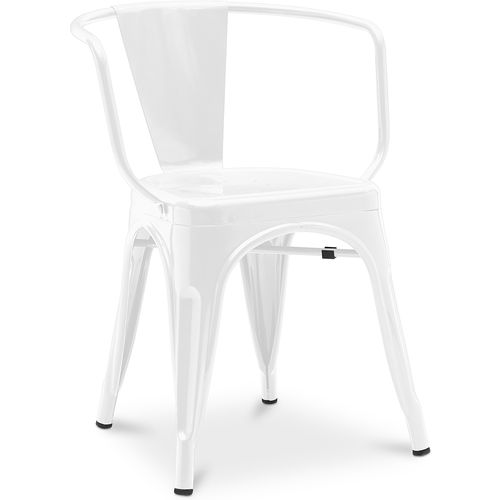 Chaise De Salle à Manger Avec Accoudoir Bistrot Metalix Design En Métal - Blanc