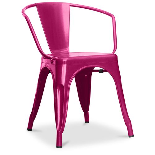 Chaise De Salle à Manger Avec Accoudoir Bistrot Metalix Design En Métal - Fuchsia