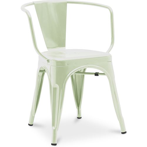 Chaise De Salle à Manger Avec Accoudoir Bistrot Metalix Design En Métal - Vert Pâle