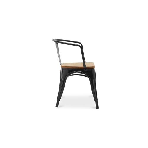 Chaise De Salle à Manger Avec Accoudoir Bistrot Metalix Design En Métal Et Bois Clair - Crème