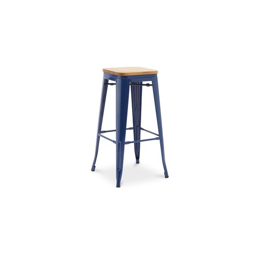 Tabouret De Bar - Design Industriel - Bois Et Acier - 76cm - - Metalix Violet