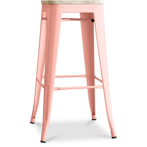 Tabouret De Bar - Design - Bois Et Acier - 76cm - - Metalix Orange Pâle