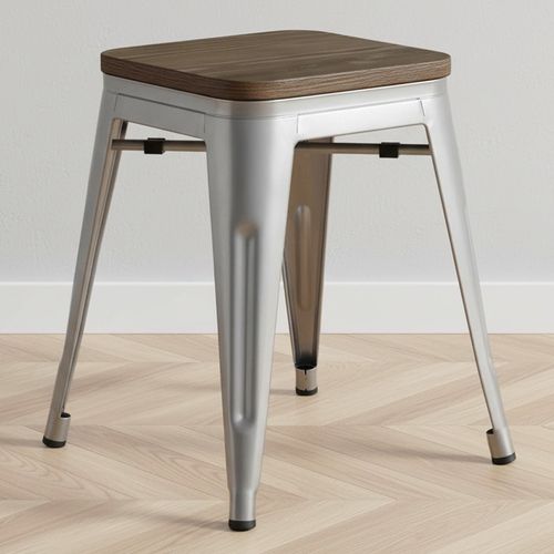 Tabouret De Bar Design Industriel - Bois et Métal - 45 Cm - - Metalix Menthe