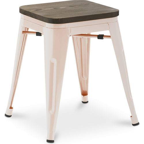 Tabouret De Bar Design Industriel - Bois et Métal - 45 Cm - - Metalix Orange Pâle