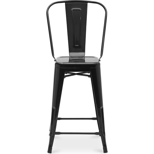 Tabouret De Bar Avec Dossier - Design Industriel - 60cm - - Metalix Noir