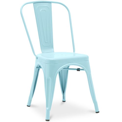 Chaise De Salle à Manger Bistrot Metalix Design En Métal Mat - Bleu Clair