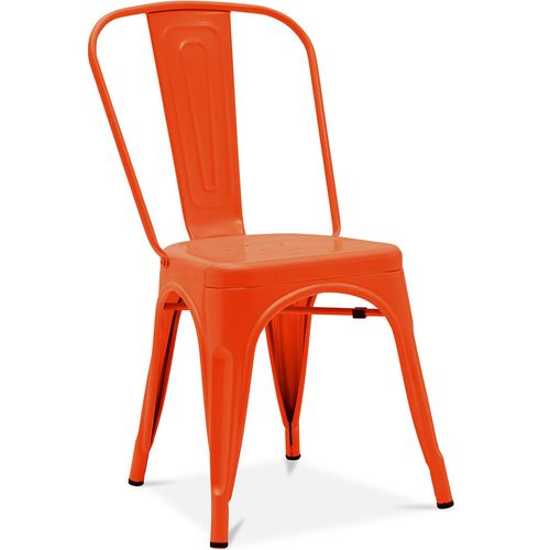 Chaise De Salle à Manger Bistrot Metalix Design Industriel En Métal Mat - Orange