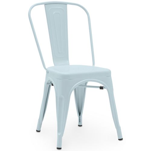 Chaise De Salle à Manger Bistrot Metalix Design En Métal Mat - Pastel Turquoise