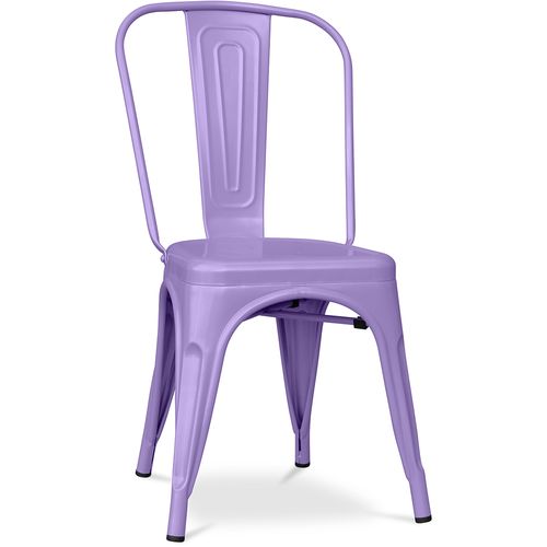 Chaise De Salle à Manger Bistrot Metalix Design En Métal Mat - Violet Pastel