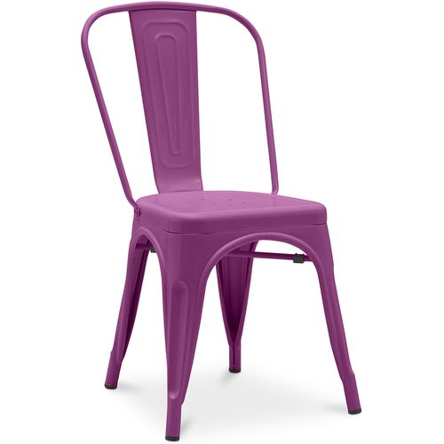 Chaise De Salle à Manger Bistrot Metalix Design Industriel En Métal Mat - Violet