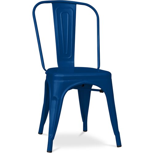 Chaise De Salle à Manger Bistrot Metalix Design En Métal Mat - Bleu Foncé