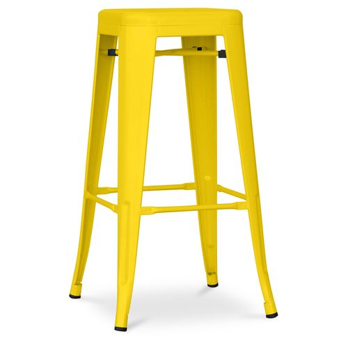 Tabouret De Bar - Design Industriel - 76cm - Nouvelle Édition- Metalix Jaune