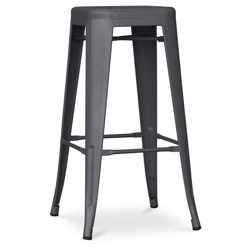 Tabouret De Bar - Design Industriel - 76cm - Nouvelle Édition- Metalix Gris Foncé