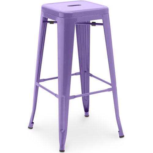 Tabouret De Bar - Design Industriel - 76cm - Nouvelle Édition- Metalix Violet Pastel