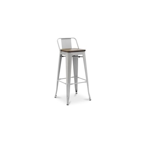 Tabouret De Bar - Design Industriel - Bois Et Acier - 76cm - Metalix Bleu Foncé