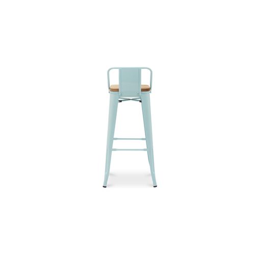 Tabouret De Bar Avec Dossier - Design - Bois Et Acier - 76cm - - Metalix Acier
