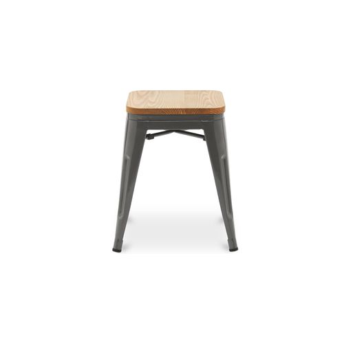 Tabouret De Bar Design Industriel - Bois Et Acier - 45cm - - Metalix Bleu Foncé