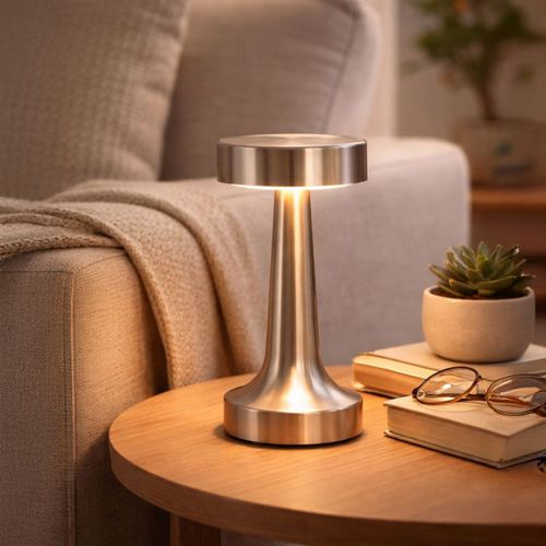 Lampe De Table Sans Fil Rechargeable LED – Contrôle Tactile – Design Métal Moderne – Anra Bronze