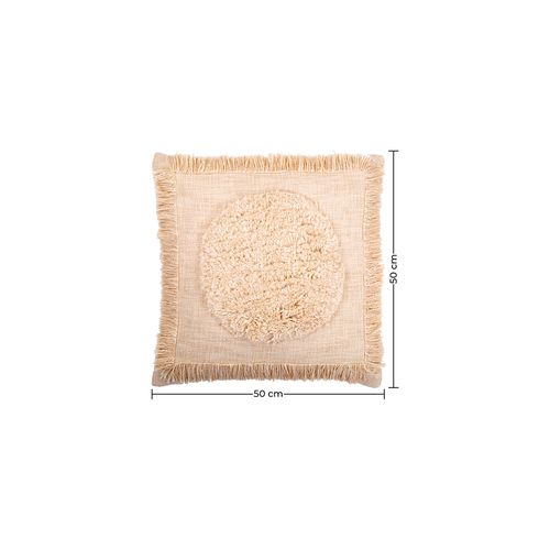 Coussin Carré Design Boho Bali En Coton Housse + Remplissage - Endora Blanc
