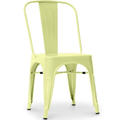Chaise De Salle à Manger Bistrot Metalix Design Carré En Métal - Jaune Pâle